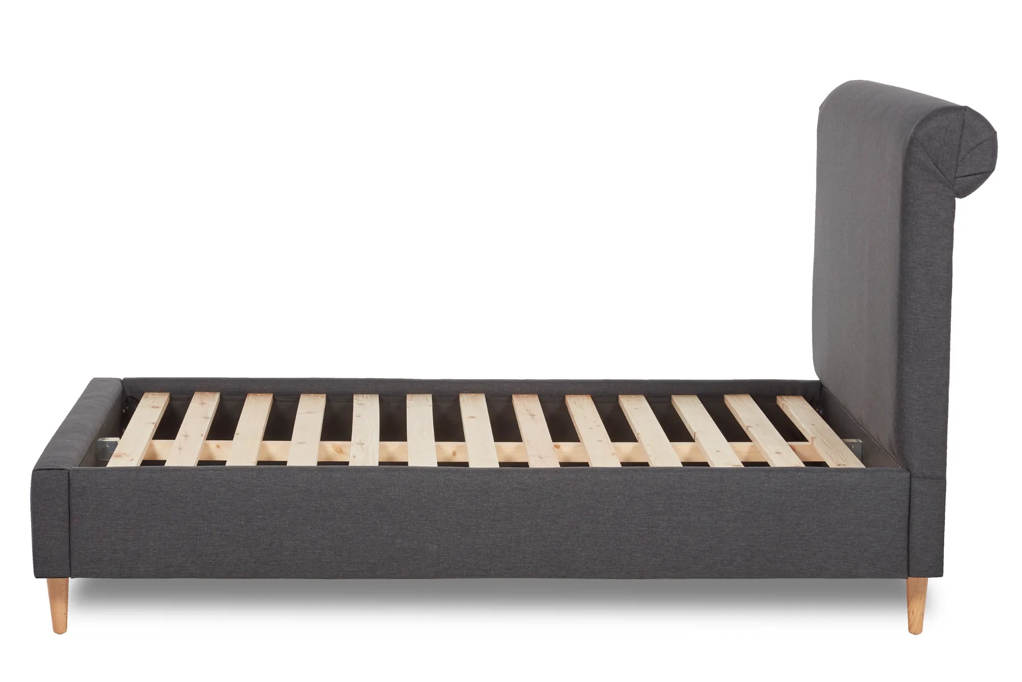 Elysian Modern Scroll Back Fabric Bed