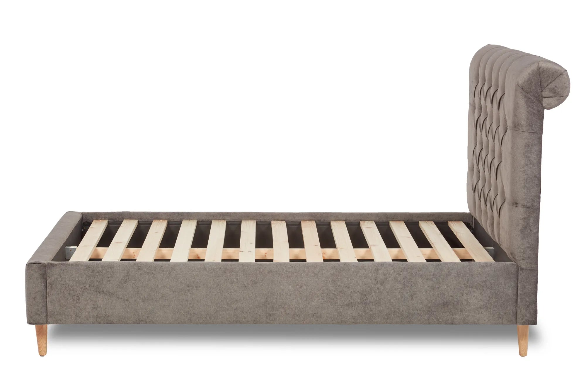 Zephyr Fabric Scroll Bed With Low Foot End