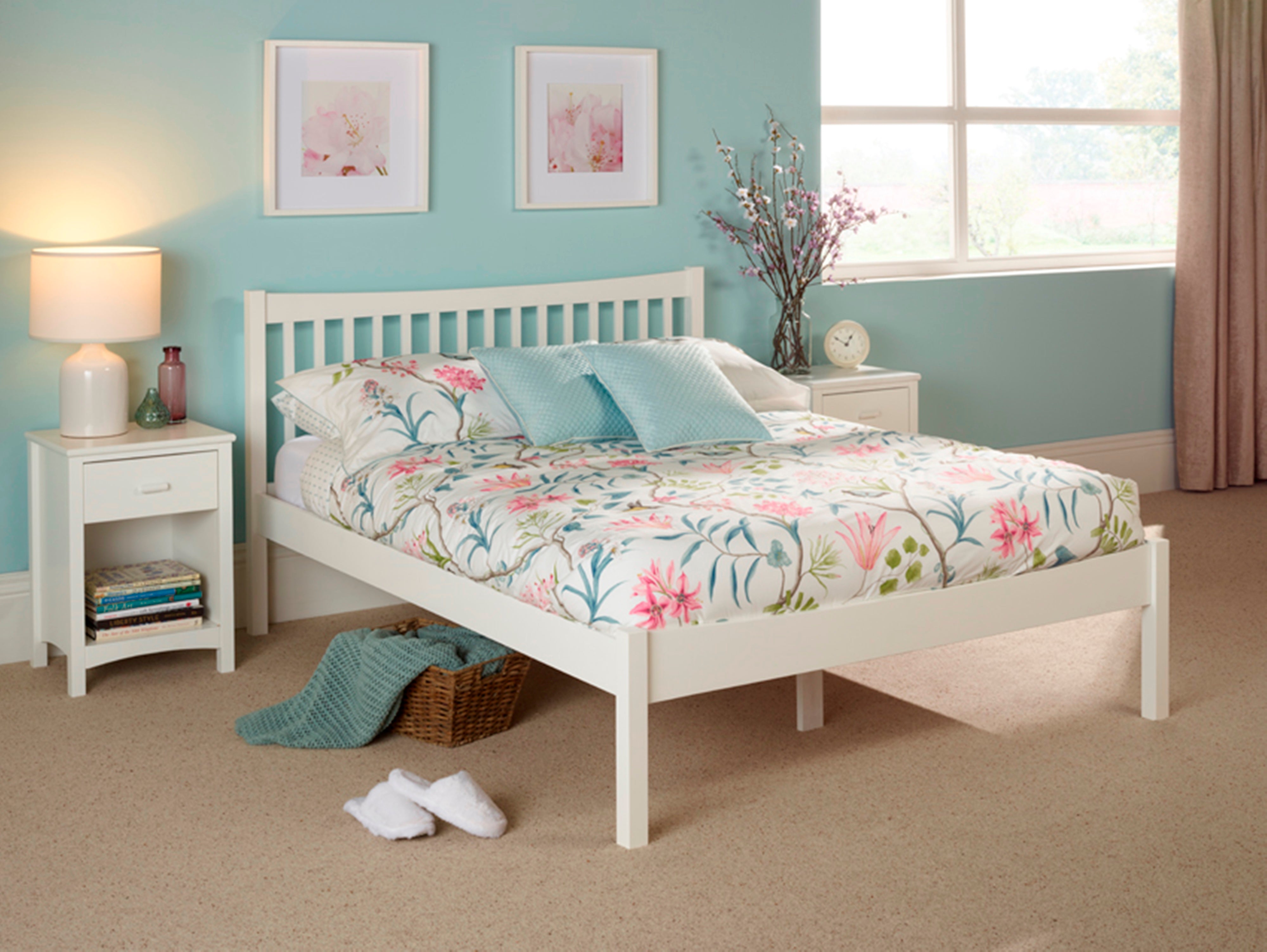 Grace Opal White Wooden Bed Frame