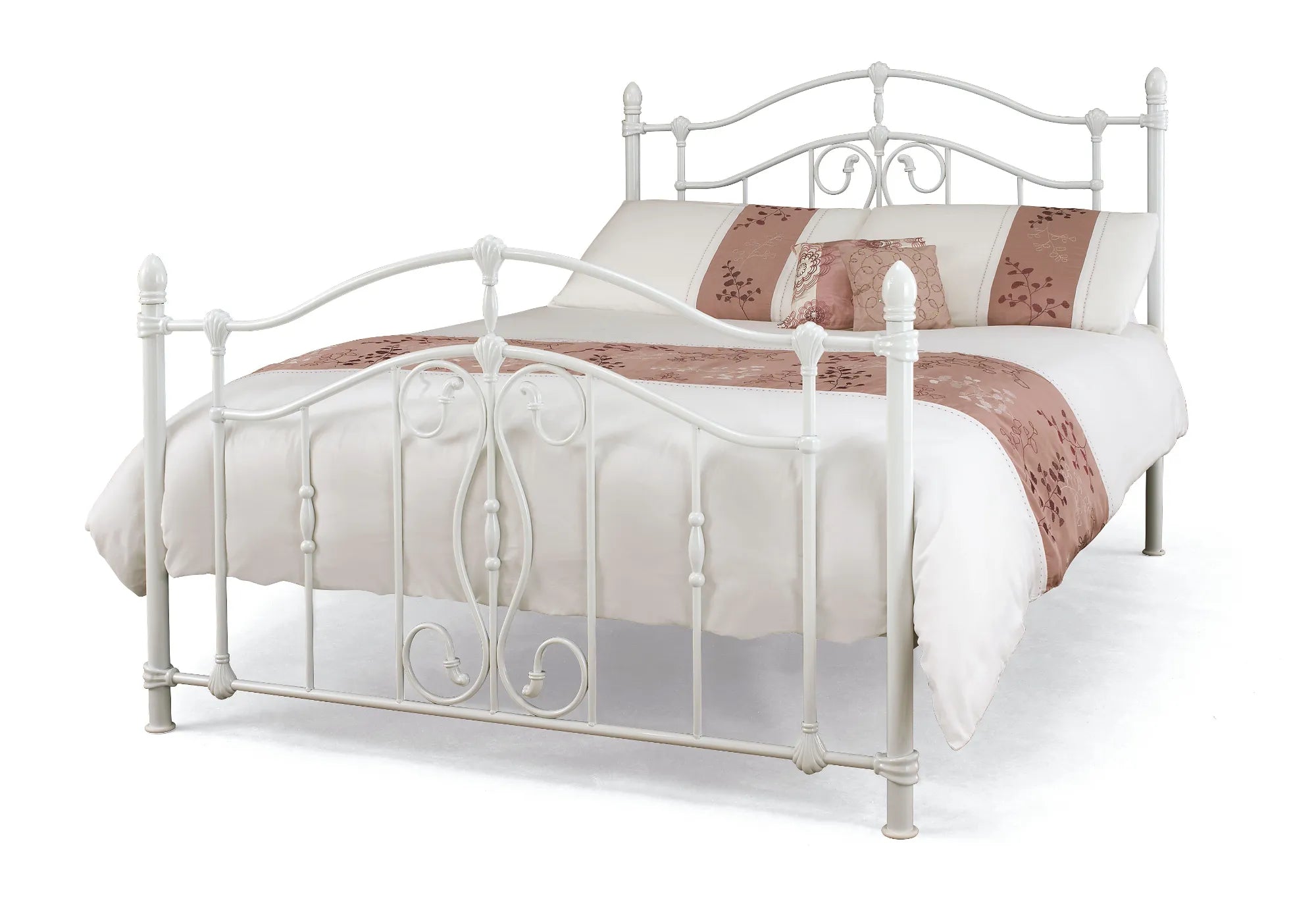 Radiance Glossy White Metal Bed Frame