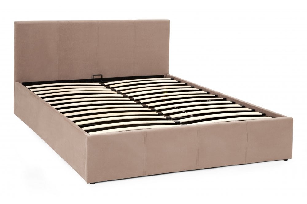 Madelyn Latte Fabric Ottoman Bed Frame