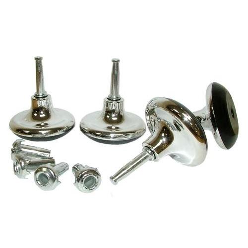 Set of 8 Mushroom Chrome Bed Glides with Inserts