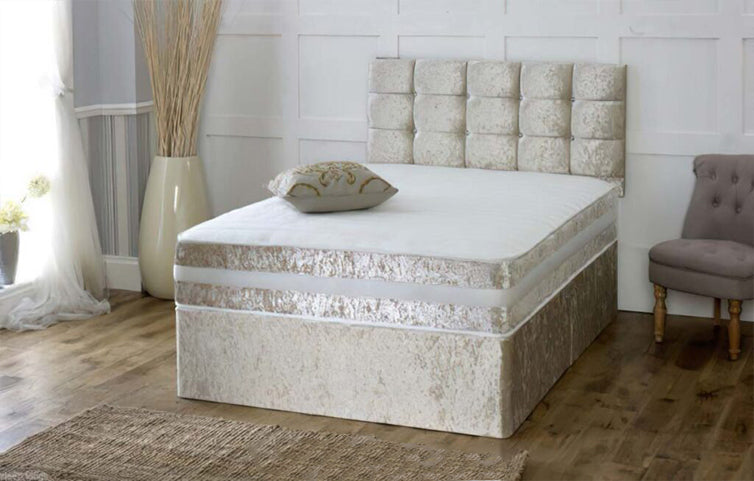Diamond Divan Bed with Crystal Headboard